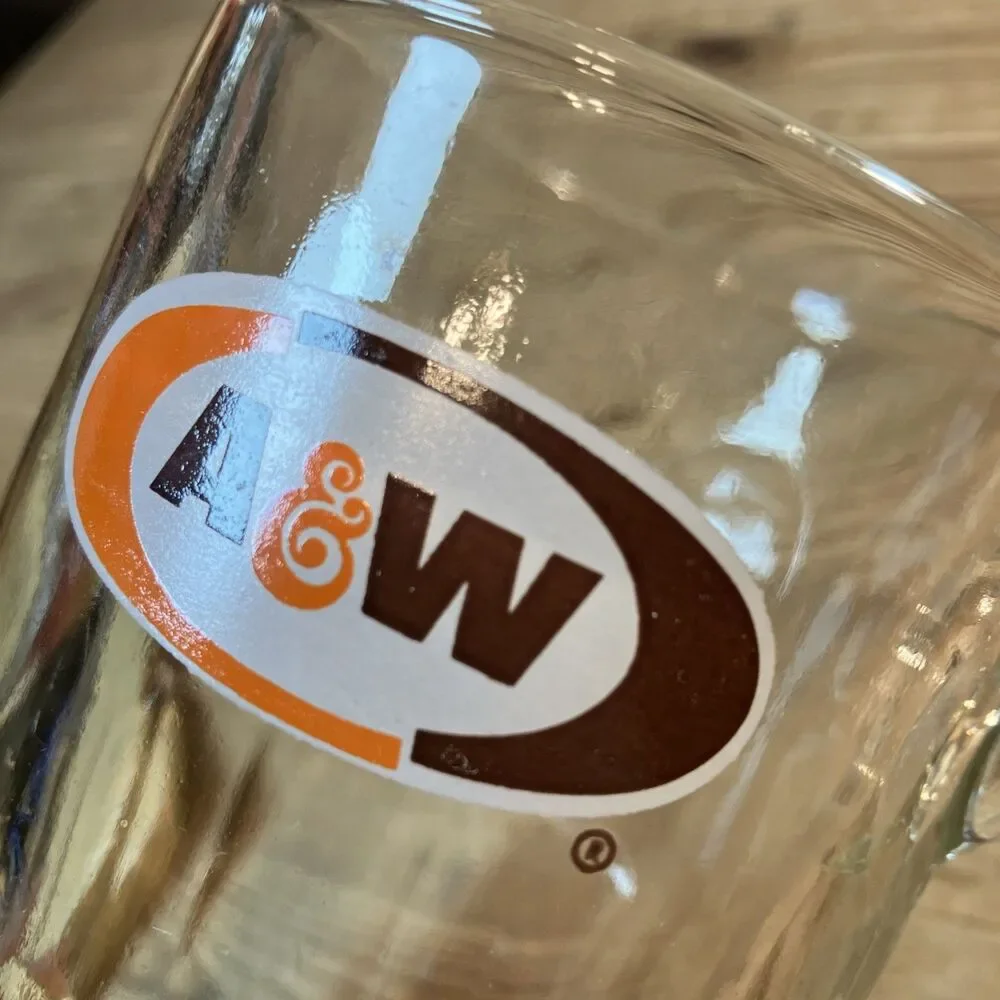Vintage A & W Heavy Root Beer Glass Mug 6” Tall Thumbprint Pattern At Top